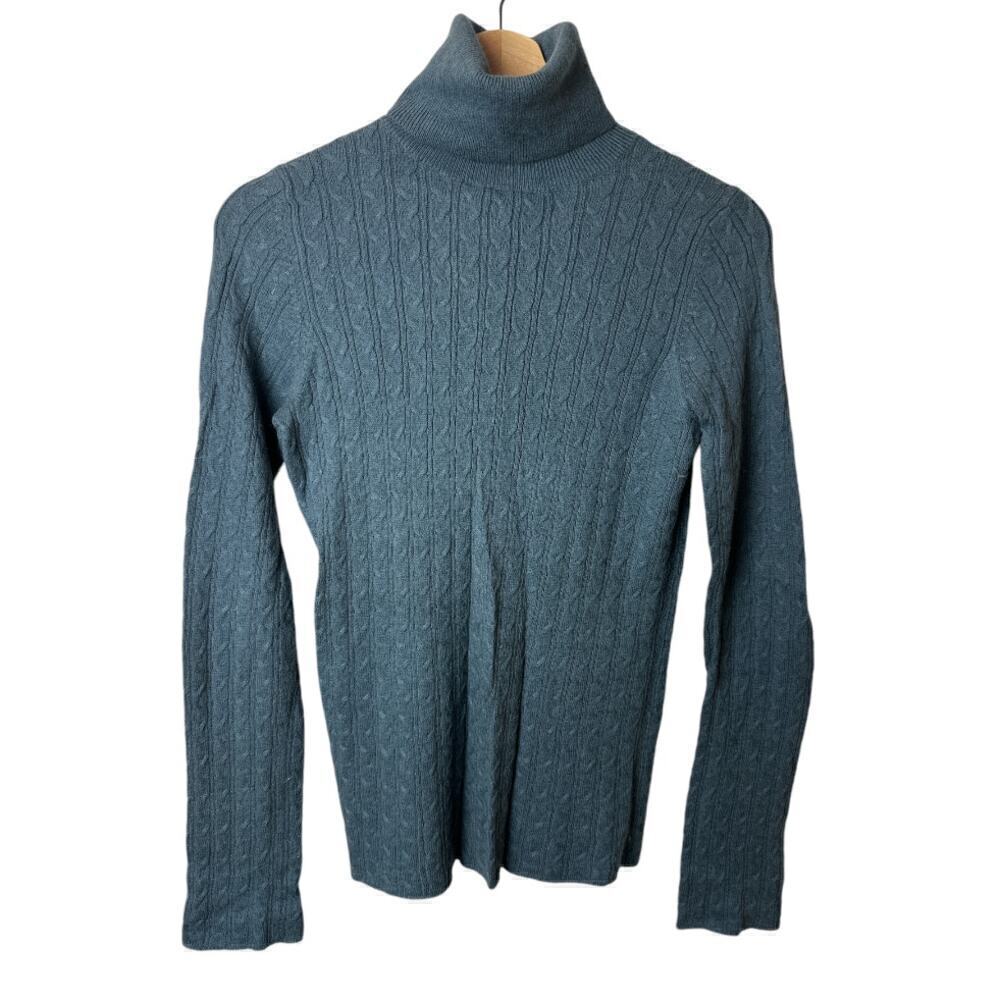 Banana Republic Factory Slate Blue Cotton Angora Turtleneck Sweater Women's S